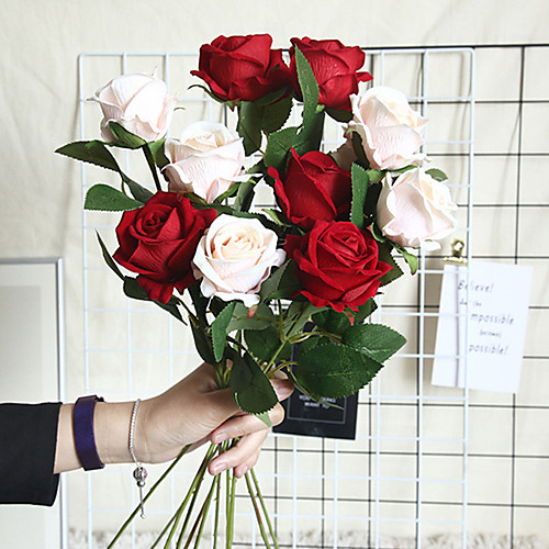 

Beautiful Rose Artificial Flowers Silk Small Bouquet Party Spring Wedding Decoration Fake Flower