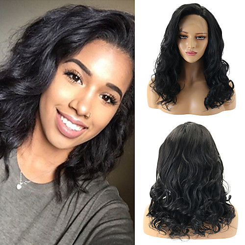 

Synthetic Lace Front Wig Wavy Bouncy Curl Water Wave Free Part Lace Front Wig Medium Length Black#1B Gold Pink Black / Sapphire Blue Ombre Brown Jet Black Synthetic Hair 12-26inch Women's Gift