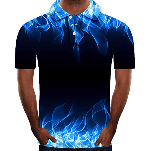 

Men's Plus Size 3D Graphic Print Polo Street chic Exaggerated Daily Holiday Shirt Collar Blue / Short Sleeve