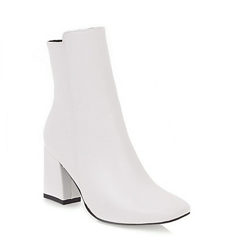 

Women's Boots Chunky Heel Round Toe PU Booties / Ankle Boots Winter Black / White / Red