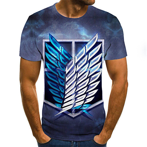 

Men's 3D Print T-shirt Daily Round Neck Blue / Short Sleeve