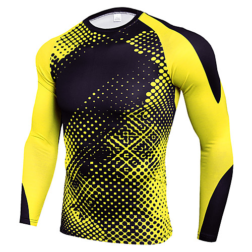 

JACK CORDEE Men's Long Sleeve Compression Shirt Cycling Jersey Winter Elastane Yellow White Stripes Bike Compression Clothing Top Mountain Bike MTB Road Bike Cycling Thermal / Warm Quick Dry