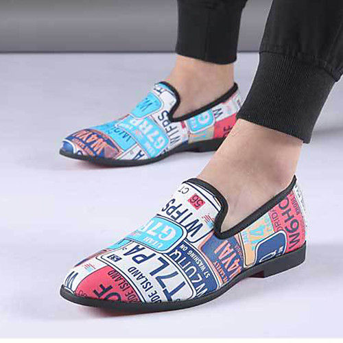 

Men's Formal Shoes PU Spring & Summer / Fall & Winter Vintage / Casual Loafers & Slip-Ons Walking Shoes Breathable Slogan Black / Blue / Party & Evening