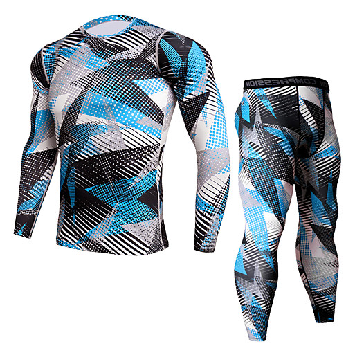 

JACK CORDEE Men's Long Sleeve Cycling Base Layer Compression Suit Winter Fleece Polyester Blue Bike Clothing Suit Thermal / Warm Quick Dry Sweat-wicking Sports Camouflage Mountain Bike MTB Clothing