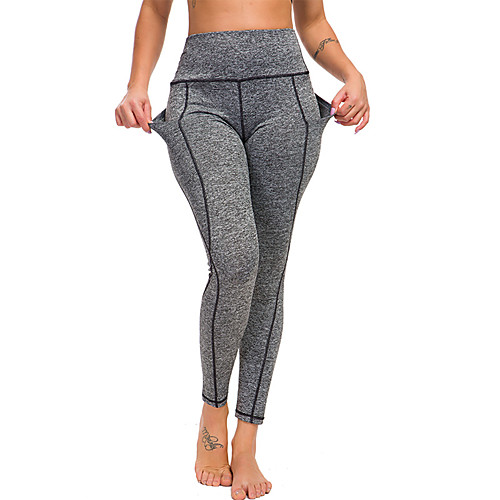 

Women's High Waist Yoga Pants Winter Pocket Black Grey Running Fitness Gym Workout Tights Leggings Sport Activewear Butt Lift Tummy Control Power Flex High Elasticity Slim