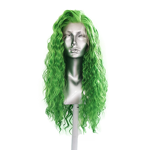 

Synthetic Lace Front Wig Loose Curl Side Part Lace Front Wig Long Green Synthetic Hair 18-30 inch Women's Cosplay Heat Resistant Classic Green / Natural Hairline / Natural Hairline