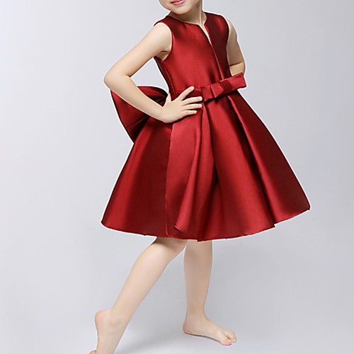 

A-Line Knee Length Pageant Flower Girl Dresses - Polyester Sleeveless Jewel Neck with Bow(s)