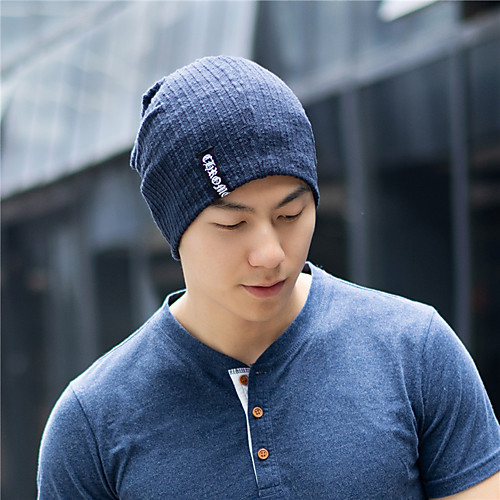 

Cotton Skull Caps Running Beanie Men's Women's Headwear Running Cap Solid Colored Thermal / Warm Windproof Breathable for Running Fitness Jogging Autumn / Fall Spring Winter Black Grey Dark Navy