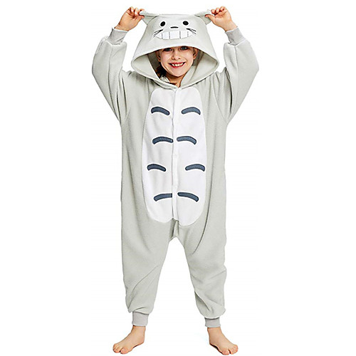 

Kid's Kigurumi Pajamas Cat Totoro Animal Onesie Pajamas Flannel Toison Gray Cosplay For Boys and Girls Animal Sleepwear Cartoon Festival / Holiday Costumes