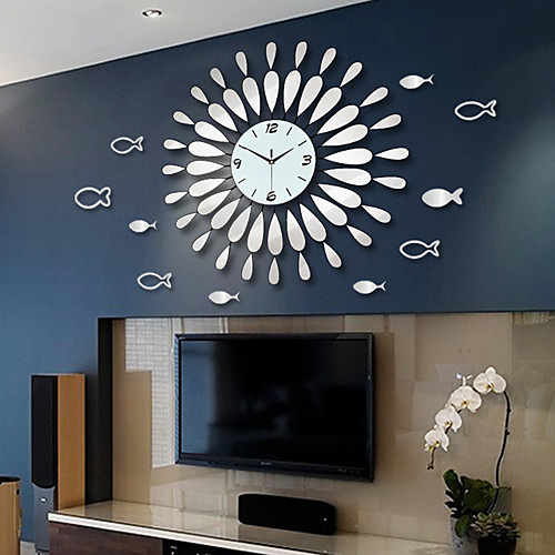 

Wall Clock Mirror Decorative Round Clock Metal Living Room Decor Quiet Quartz Clocks Modern Minimalist Clocks