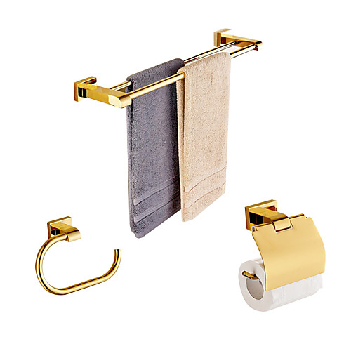 

Bathroom Accessory Set Multifunction Modern Brass 3pcs - Bathroom Wall Mounted