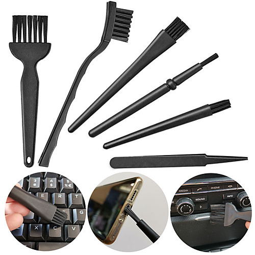

6 in 1 Plastic Small Portable Handle Nylon Anti Static Brushes Cleaning Keyboard Brush Kit