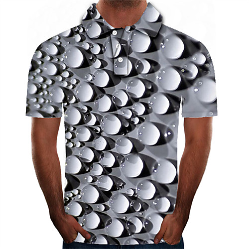 

Men's Plus Size 3D Graphic Slim Polo Street chic Exaggerated Daily Going out Shirt Collar Gray / Short Sleeve