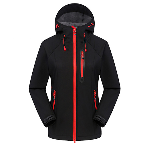 

Women's Hoodie Jacket Hiking Softshell Jacket Hiking Jacket Winter Outdoor Thermal Warm Waterproof Windproof Breathable Fleece Softshell Jacket Top Violet Black Fuchsia Sky Blue Camping / Hiking