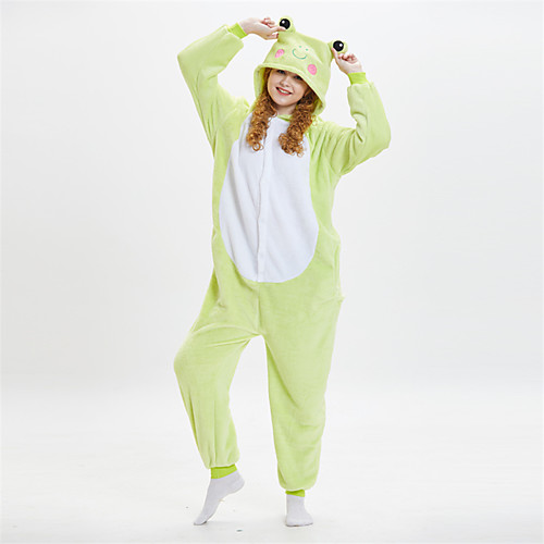 

Adults' Kigurumi Pajamas Frog Onesie Pajamas Flannelette Green Cosplay For Men and Women Animal Sleepwear Cartoon Festival / Holiday Costumes / Leotard / Onesie