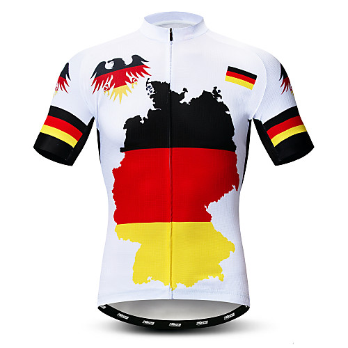 

21Grams Germany National Flag Men's Short Sleeve Cycling Jersey - Red / Yellow Bike Jersey Top Breathable Quick Dry Moisture Wicking Sports Elastane Terylene Polyester Taffeta Mountain Bike MTB Road