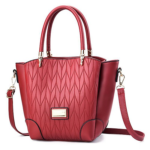 

Women's Rivet Faux Leather / PU Tote Solid Color Wine / Black / Yellow / Fall & Winter