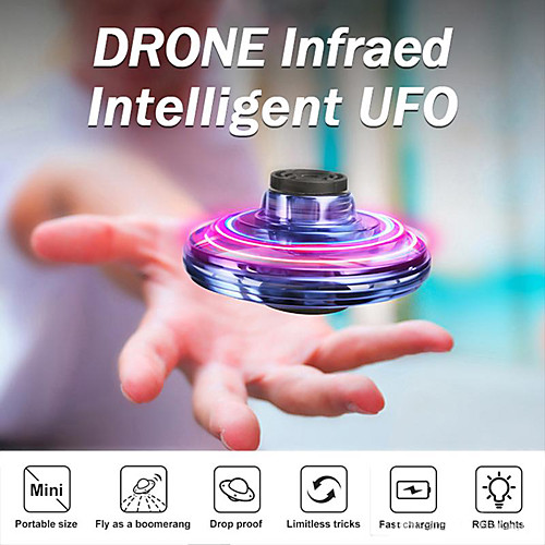 

Flynova Flying Spinning Athletic Decompression Toy Gyro Rotator Drone UFO LED Fidget Finger Spinner Rotary Toy Hand Mini Flying Toy Child Christmas Gift