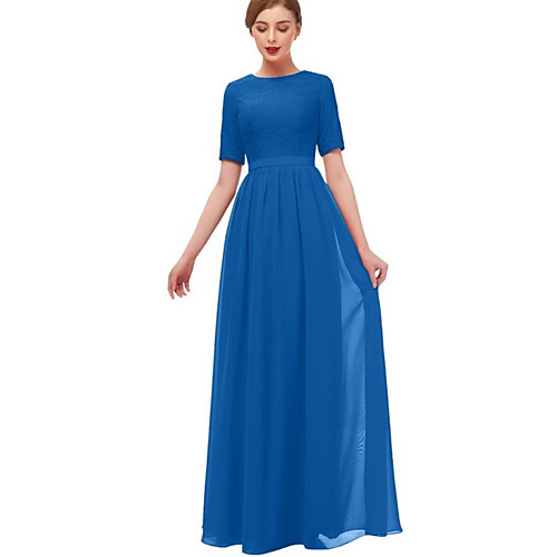 

A-Line Jewel Neck Floor Length Chiffon Bridesmaid Dress with Ruching