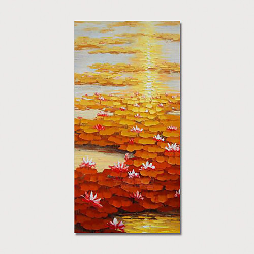 

Oil Painting Hand Painted Vertical Floral / Botanical Modern Stretched Canvas