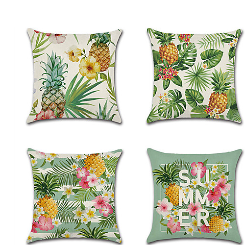 

1pcs Tropical Plant Pineapple Pillowcase Summer Green Leaves 45 45
