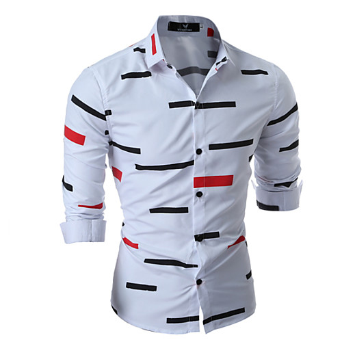 

Men's Geometric Shirt Daily White / Black / Blue / Long Sleeve