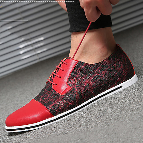 

Men's Formal Shoes PU Spring & Summer / Fall & Winter Business / Vintage Oxfords Walking Shoes Breathable Color Block Black / Yellow / Red / Party & Evening