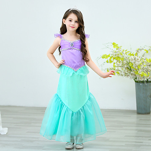 

The Little Mermaid Princess Dress Flower Girl Dress Girls' Movie Cosplay A-Line Slip Purple Dress Children's Day Masquerade Satin / Tulle