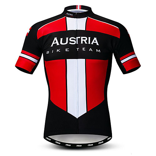 

21Grams Men's Short Sleeve Cycling Jersey Polyester Elastane Lycra Rough Black Austria National Flag Bike Jersey Top Mountain Bike MTB Road Bike Cycling Breathable Quick Dry Moisture Wicking Sports