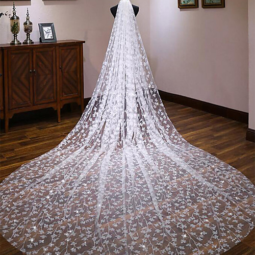 

One-tier Classic Style / Lace Wedding Veil Cathedral Veils with Solid / Pattern POLY / Lace