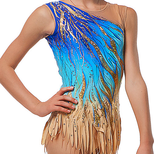 

21Grams Rhythmic Gymnastics Leotards Artistic Gymnastics Leotards Women's Girls' Kids Leotard Spandex High Elasticity Handmade Sleeveless Competition Dance Rhythmic Gymnastics Artistic Gymnastics