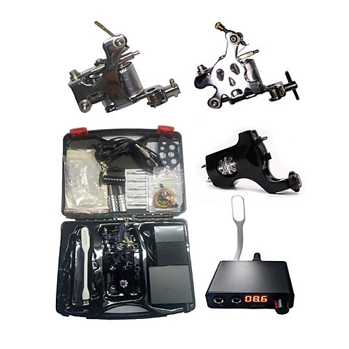 

BaseKey Professional Tattoo Kit Tattoo Machine - 3 pcs Tattoo Machines, Professional Aluminum Alloy 19 W 2 steel machine liner & shader / 1 rotary machine liner & shader / Case Included