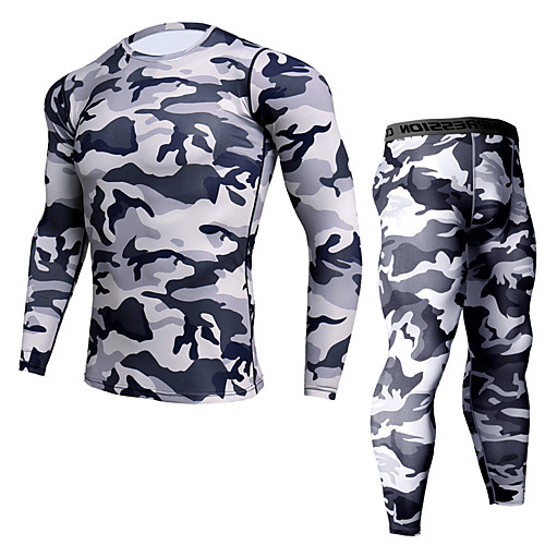 

JACK CORDEE Men's Long Sleeve Cycling Base Layer Compression Suit Winter Fleece Polyester Black Army Green Camo / Camouflage Bike Clothing Suit Thermal / Warm Quick Dry Sweat-wicking Sports Camo