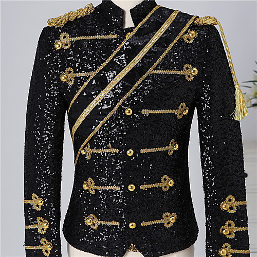 

Prince Aristocrat Victorian Steampunk Napoleon Jacket Winter Suits & Blazers Men's Sequin Costume White / Black Vintage Cosplay Party Halloween Long Sleeve / Coat / Coat