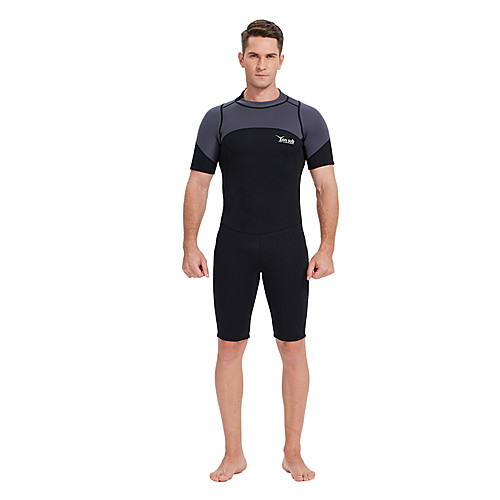 

YON SUB Men's Shorty Wetsuit 3mm SCR Neoprene Diving Suit Thermal / Warm Waterproof Zipper Short Sleeve Back Zip - Diving Water Sports Patchwork Autumn / Fall Spring Summer / Micro-elastic