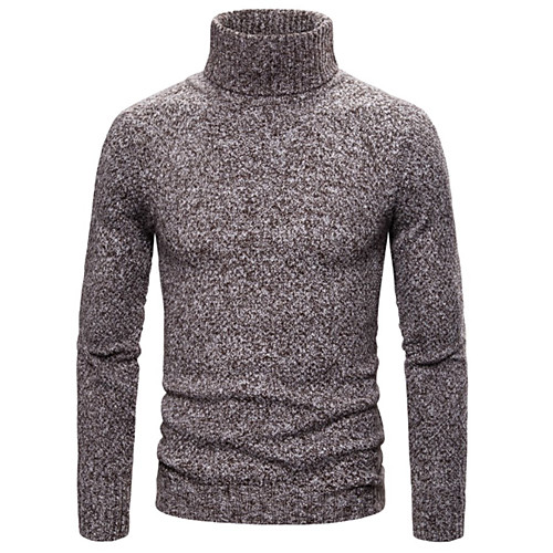 

Men's Solid Colored Long Sleeve Pullover Sweater Jumper, Turtleneck Black / Navy Blue S / M / L