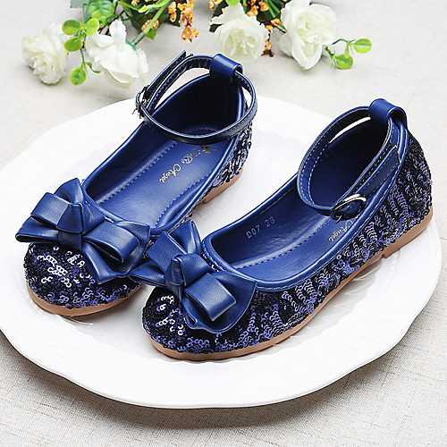 

Girls' Flower Girl Shoes Synthetics Flats Dress Shoes Little Kids(4-7ys) / Big Kids(7years ) Bowknot / Buckle / Sequin Red / Blue Spring / Fall / Rubber