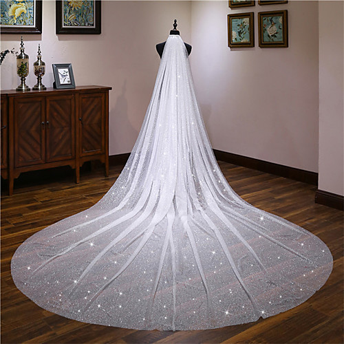 

One-tier Classic Style / Lace Wedding Veil Cathedral Veils with Solid / Pattern 157.48 in (400cm) POLY / Lace