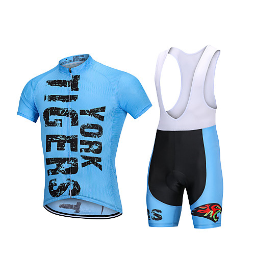 

YORK TIGERS Men's Boys' Short Sleeve Cycling Jersey with Bib Shorts - Kid's Silicone Elastane Lycra Sky Blue Animal Tiger Bike Bib Shorts Jersey Clothing Suit Breathable 3D Pad Quick Dry Reflective