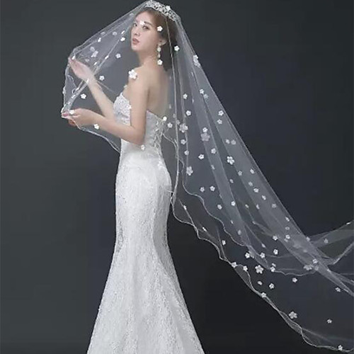 

One-tier Classic Style / Lace Wedding Veil Chapel Veils with Solid / Pattern POLY / Lace