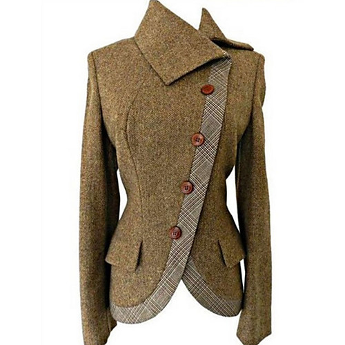 

Women's Solid Colored Jacket Regular Daily Long Sleeve Polyester Coat Tops Blue