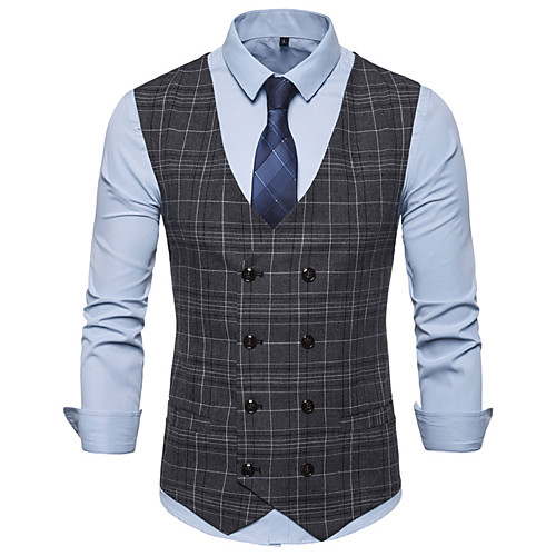 

James Bond Gentleman Kingsman Vintage Double Breasted Waistcoat Men's Costume Brown / Gray Vintage Cosplay Party Halloween / Vest / Vest