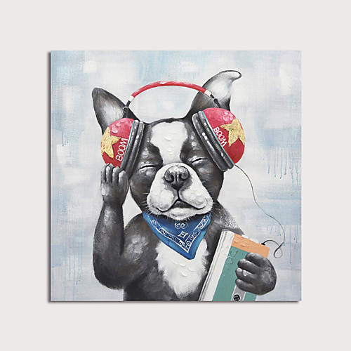 

Oil Painting Hand Painted Square Abstract Animals Modern Stretched Canvas