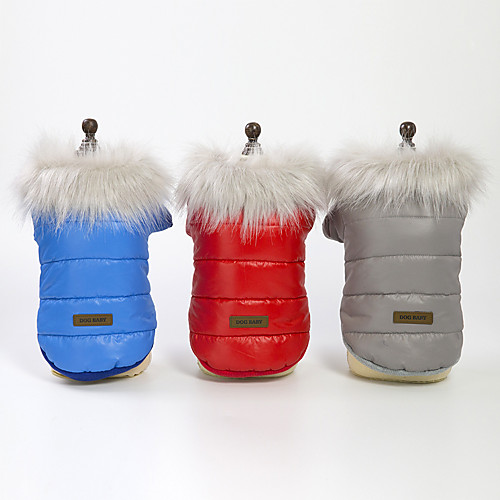 

Dog Coat Winter Dog Clothes Red Blue Gray Costume Down Solid Colored Cosplay S M L XL XXL