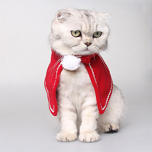 

Dog Costume Cape Puppy Clothes Solid Colored Lace Cosplay Christmas Winter Dog Clothes Puppy Clothes Dog Outfits Red Costume for Girl and Boy Dog Polyster S M L