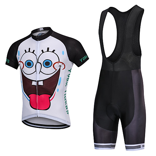 

YORK TIGERS Men's Boys' Short Sleeve Cycling Jersey with Bib Shorts - Kid's Silicone Elastane Lycra White Cartoon Bike Bib Shorts Jersey Clothing Suit Breathable 3D Pad Quick Dry Reflective Strips