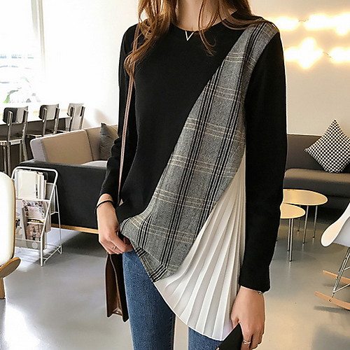 

Women's Geometric T-shirt Daily Black / Gray