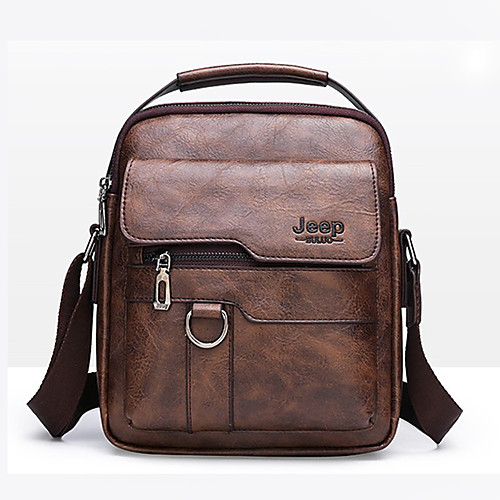 

Men's Zipper PU Briefcase Solid Color Black / Brown / Khaki