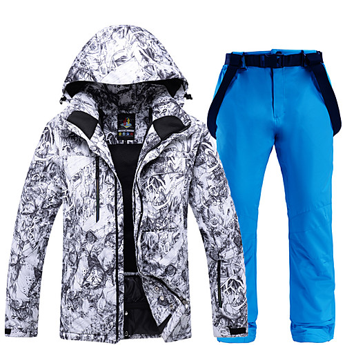 

ARCTIC QUEEN Men's Activewear Set Ski Jacket with Pants Skiing Snowboarding Winter Sports Windproof Warm Detachable Cap POLY Eco-friendly Polyester Pants / Trousers Tracksuit Top Ski Wear