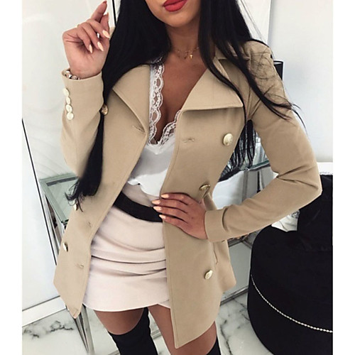 

Women's Plus Size Blazer Peaked Lapel Polyester Red / Khaki / Black